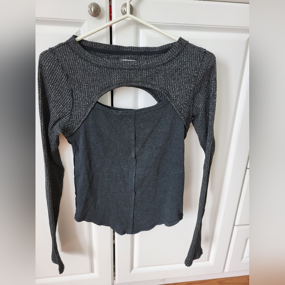 Free people we the free long sleeve cutout top small